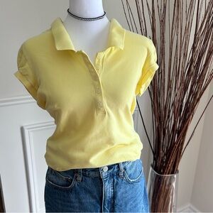 Old Navy Vintage Polo Shirt Golf women Medium Yellow Preppy Classic Minimalist